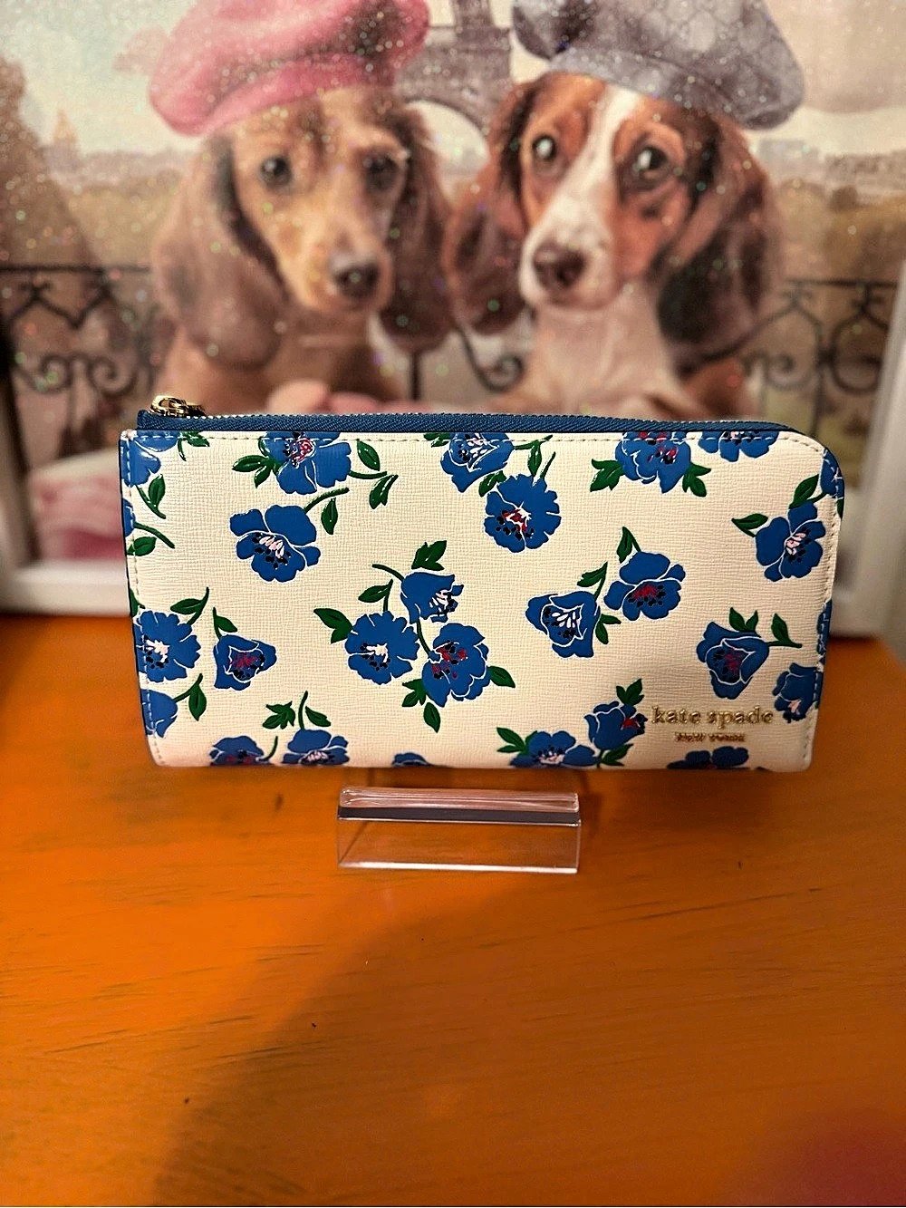 Kate Spade Devin Springtime Blooms Slim Zip Wallet EUC